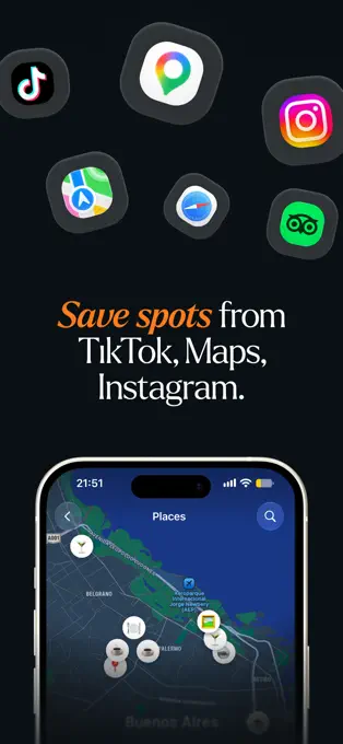 Places saved from other apps / Lugares guardados desde otras apps