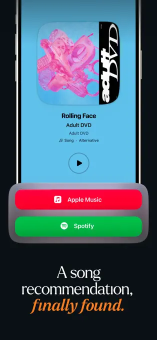 A saved song opens in music services / Una canción guardada se abre en servicios de música