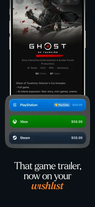 A game trailer becomes a wishlist item / Un tráiler se convierte en un juego para guardar